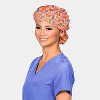 Flowerburst Rainbow - Poppy Bouffant Medical Scrub Hats