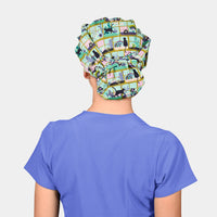 Garden Catscape - Poppy Bouffant Scrub Hats