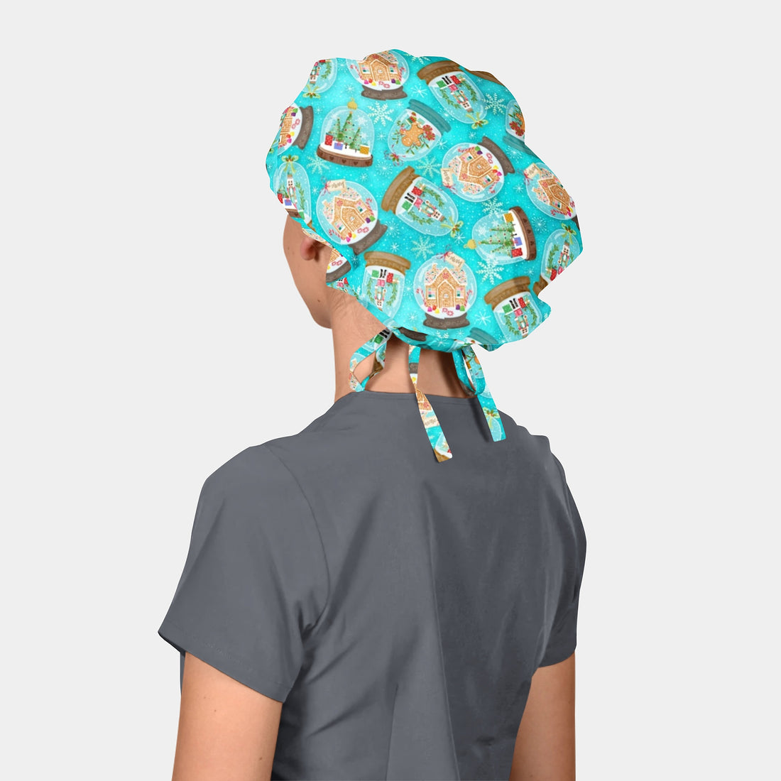 Gingerbread Globe Gala - Poppy Bouffant Medical Scrub Cap