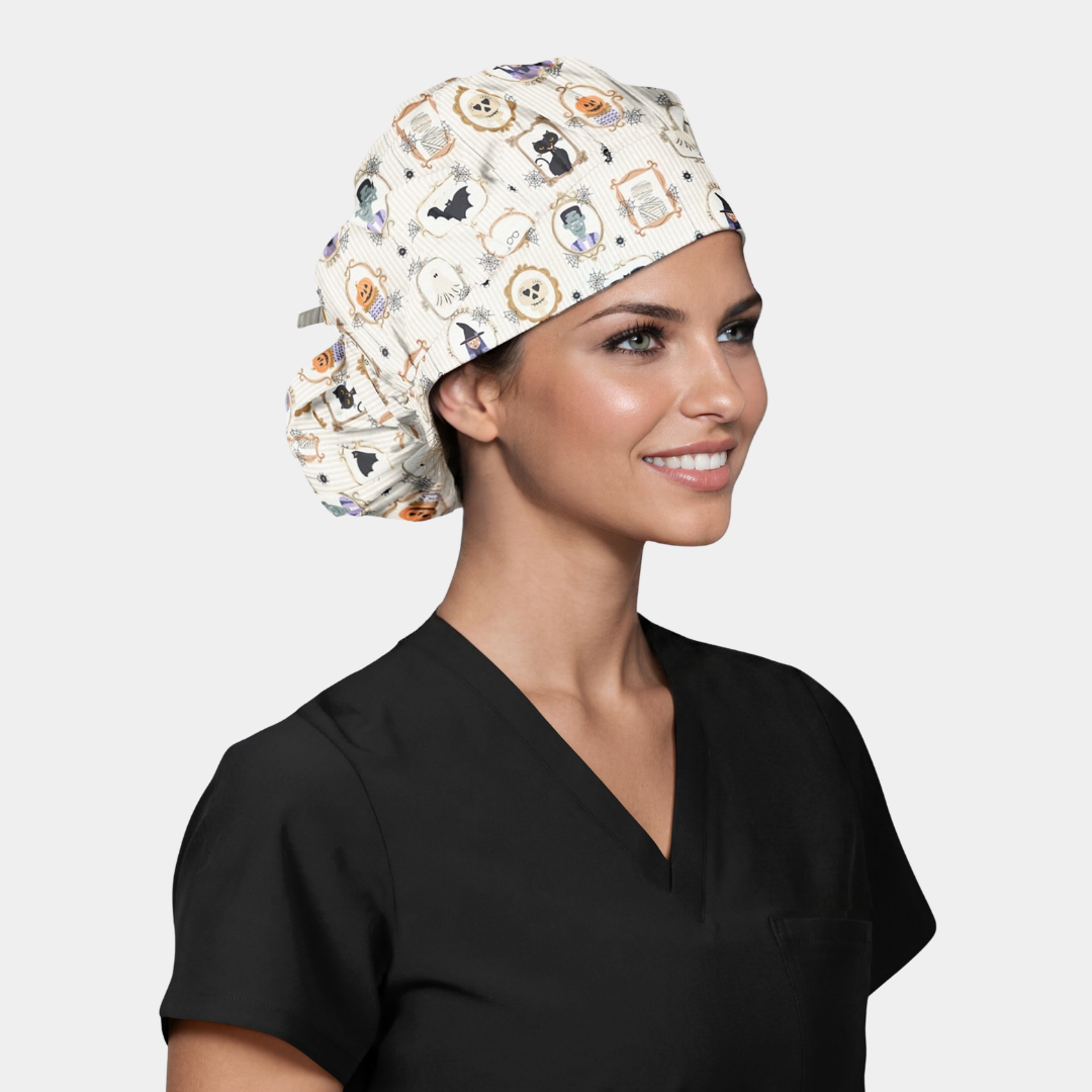 Ghoulish Gallery Bouffant Poppy Scrub Hat