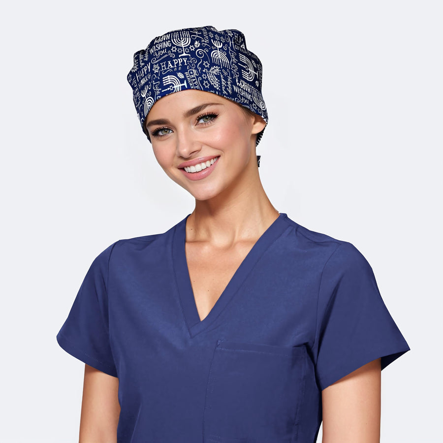 Happy Hanukkah - Pixie Surgical Scrub Cap