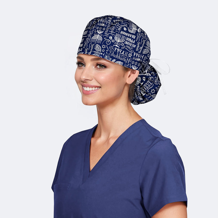 Happy Hanukkah - Pony Surgical Scrub Cap