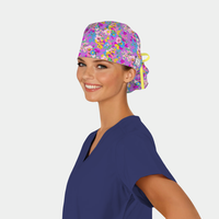 purple ponytail scrub cap