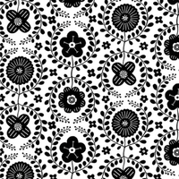 Black floral pattern on a white background