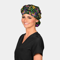 Mardi Gras Masquerade- Poppy Bouffant Scrub Hats