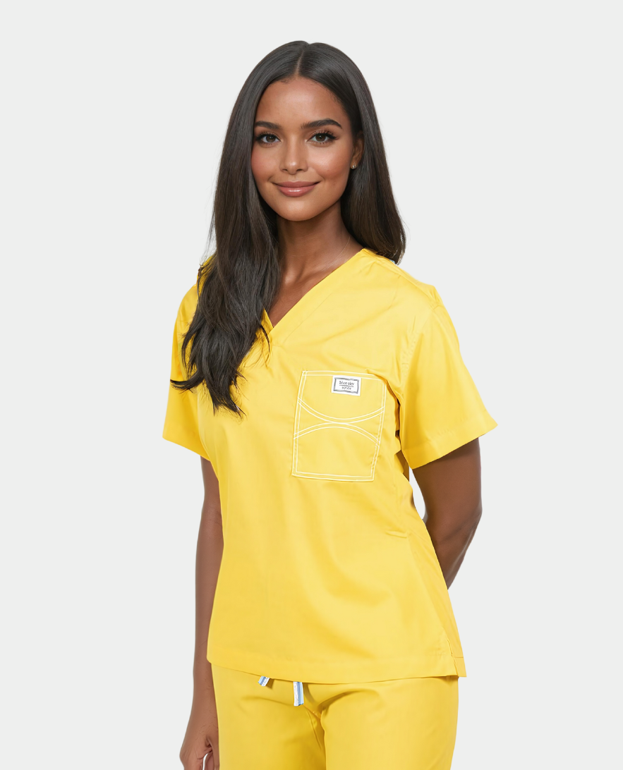 Classic Summer Fun Scrub Tops - Marisol Gold