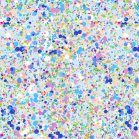 Pattern of multicolored dots on a light blue background