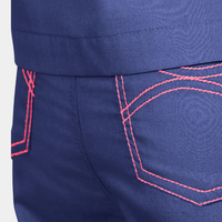NEW!!  Limited Edition Scrub Pants for the Spring Season | Navy with Coral Stitching and Metallic Coral, White and Turquoise Tie