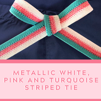 NEW!!  Limited Edition Scrub Pants for the Spring Season | Navy with Coral Stitching and Metallic Coral, White and Turquoise Tie