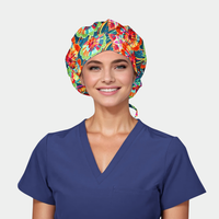 Gardenesque Poppy Bouffant Surgical Women's Scrub Cap