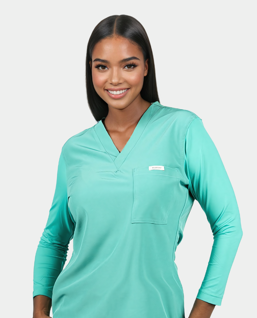 long sleeve scrub dress Jasmine Scrub Dress Modest & Stylish Ankle-Length Scrub with 5 Pockets Hazel GotYouCovered
