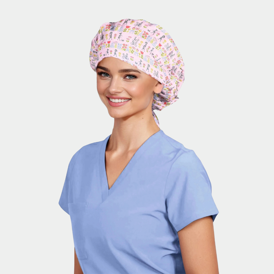 Parisian Promenade - Poppy Bouffant Surgical Hats