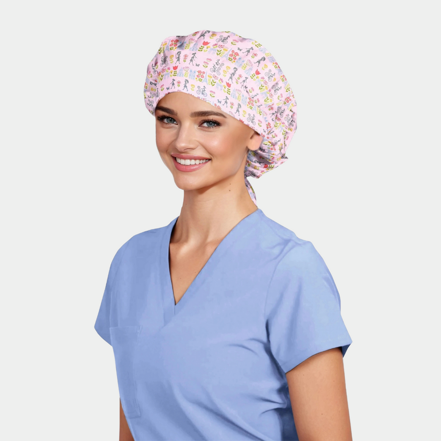 Parisian Promenade - Poppy Bouffant Surgical Hats