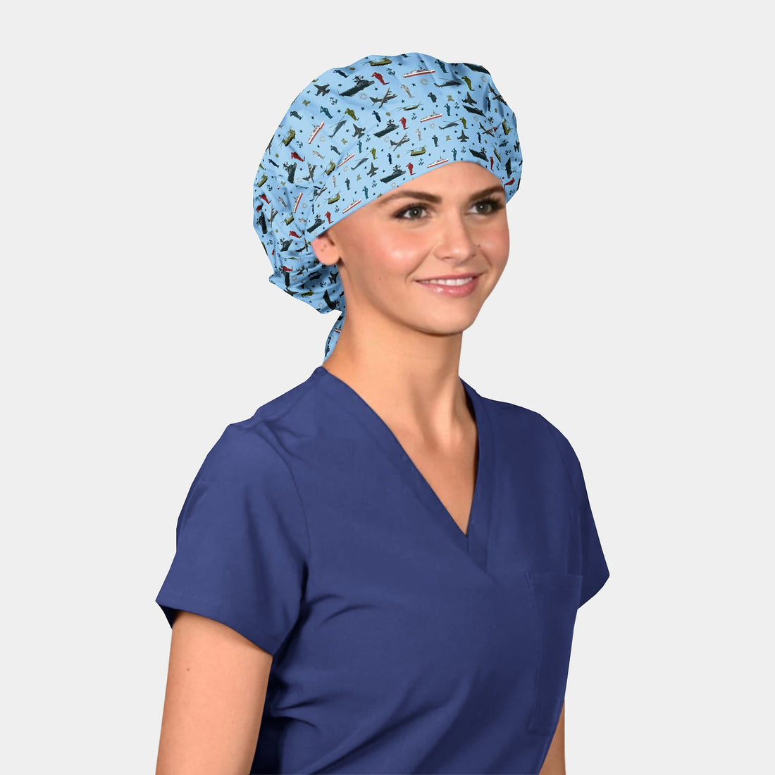 Patriotic Forces - Poppy Bouffant Scrub Hats