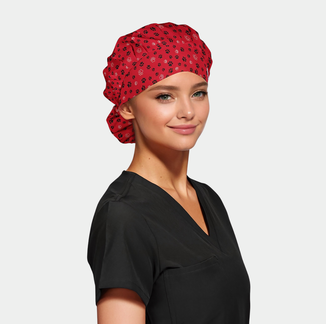 Pawprint Party - Poppy Bouffant Scrub Hats