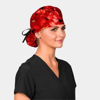 Peonies in Red - Pony Surgical Cap