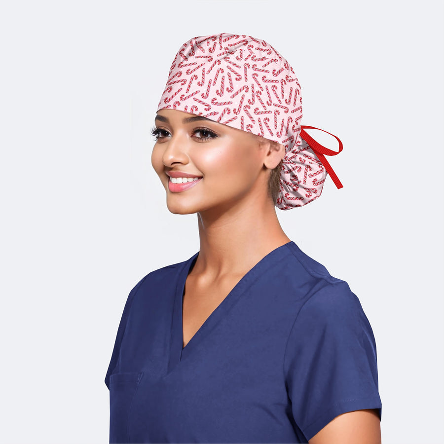 Peppermint Party - Pony Bouffant Surgical Hats