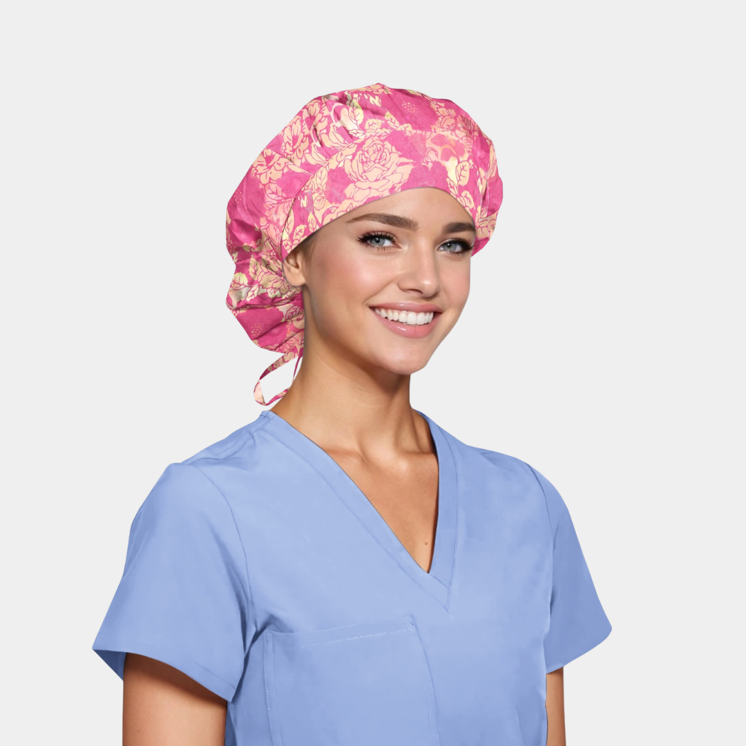 Watercolor Petals Bouffant Scrub Cap