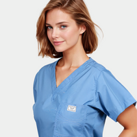 Limited Edition Shelby Scrub Tops - Calypso Blue with Light Blue Stitching