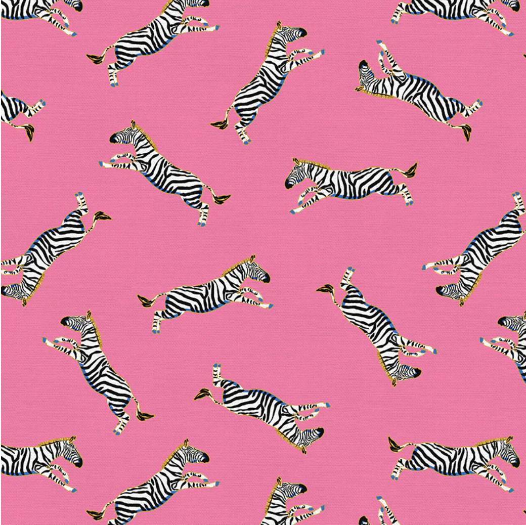 scrub hat fabric that is pink with zebras on it