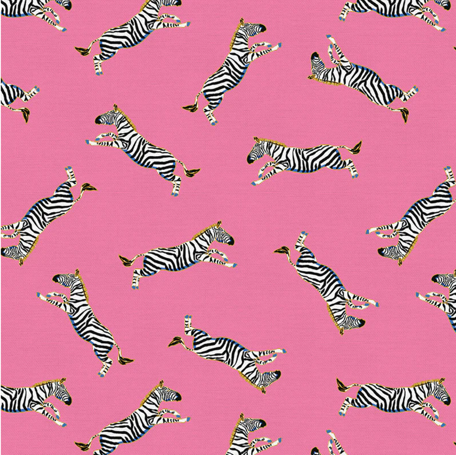 surgical cap fabric that is pink with zebras on it