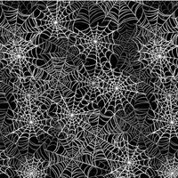 halloween scrub hat fabric with white spiderwebs on a black background