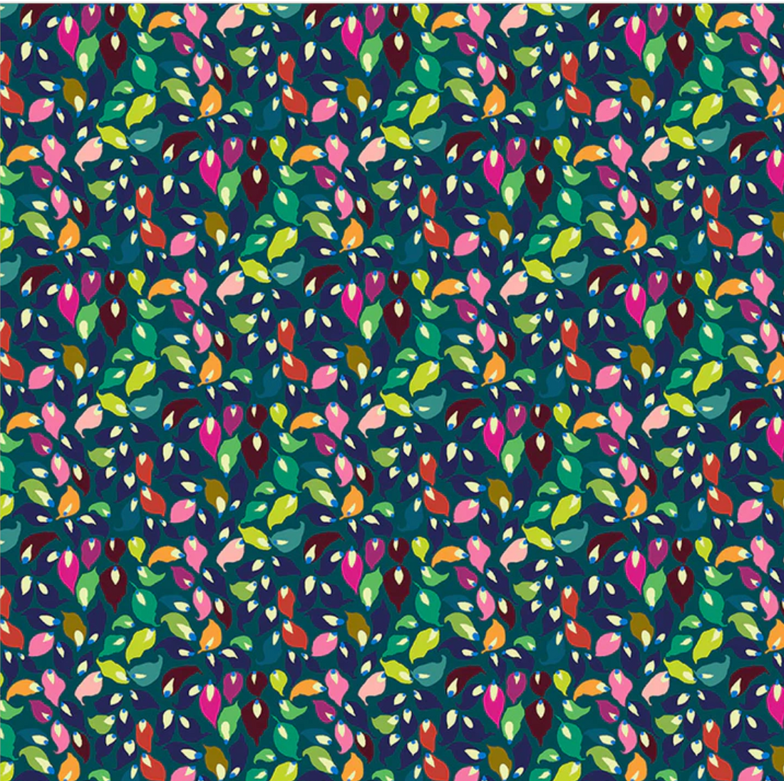 Colorful leaf pattern on a dark blue background