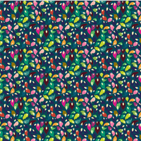 Colorful leaf pattern on a dark blue background