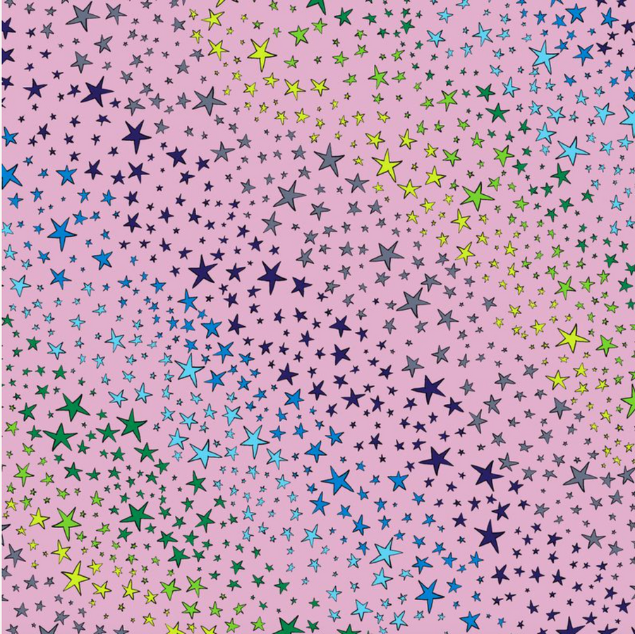 surgical hat fabric that is pink with stars all over it.