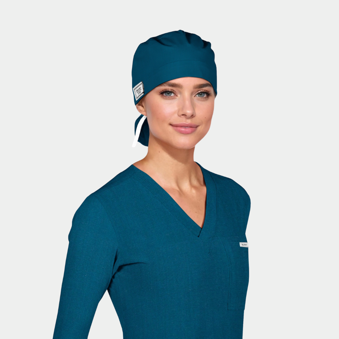 Caribbean - Solid Splendid Ponytail Scrub Hats