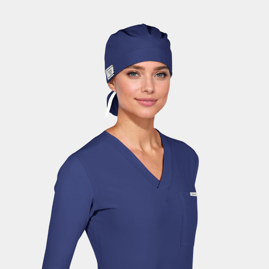 Navy - Solid Splendid Ponytail Scrub Hats
