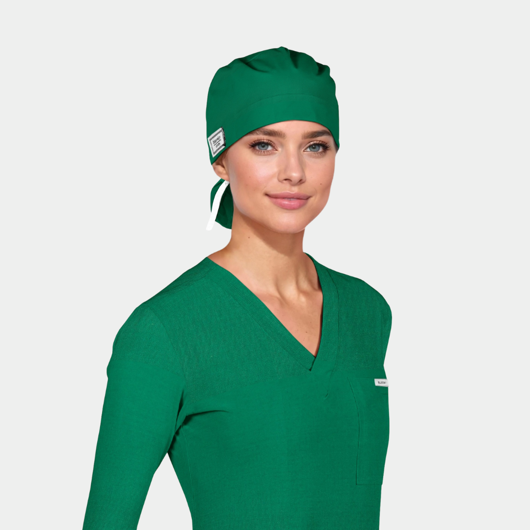 Pine Green - Solid Splendid Ponytail Scrub Hats