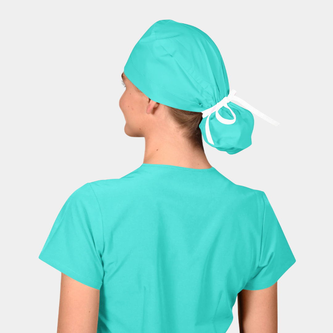 Carnegie Green - Solid Splendid Ponytail Scrub Hats