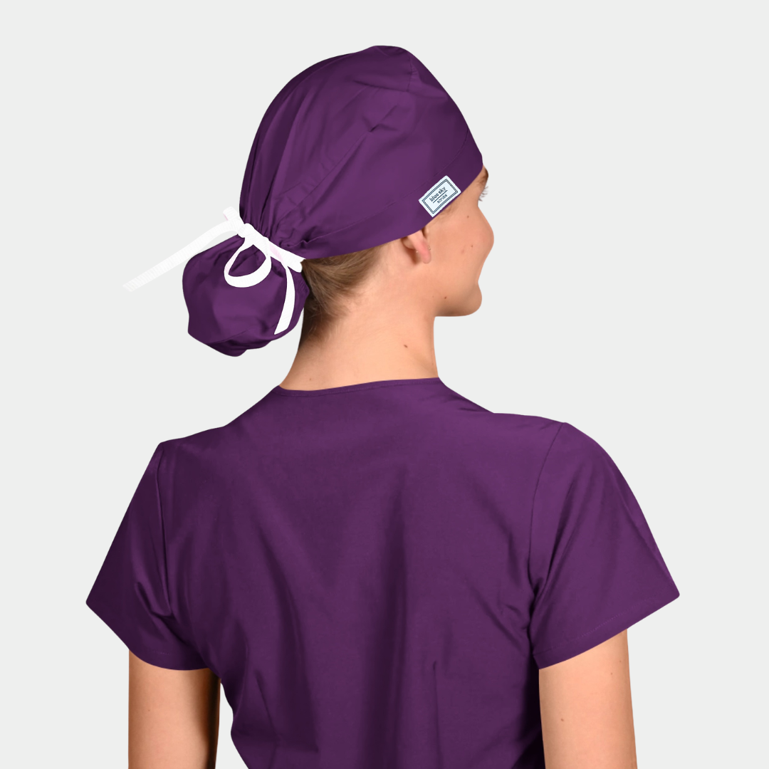 Eggplant - Solid Splendid Ponytail Scrub Hats