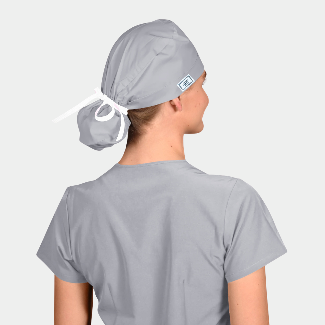 Slate Grey - Solid Splendid Ponytail Scrub Hats
