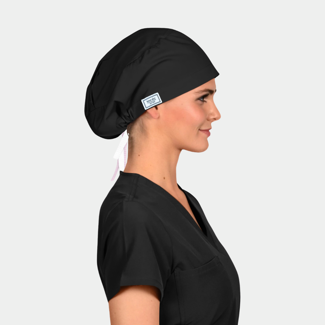 Black - Solid Stellar Scrub Hats
