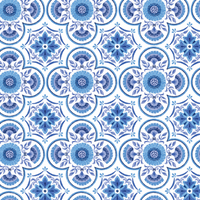 Blue and white floral patterned tiles