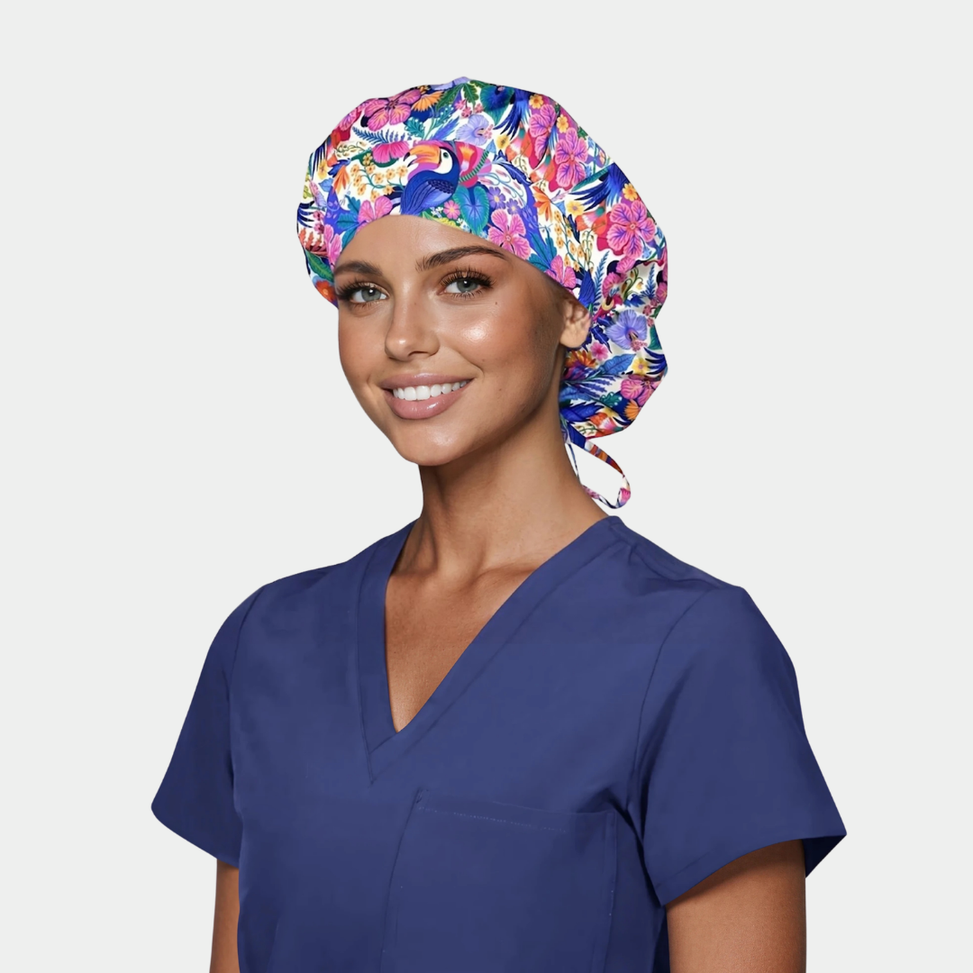 Birds of a Feather - Poppy Bouffant Scrub Hat