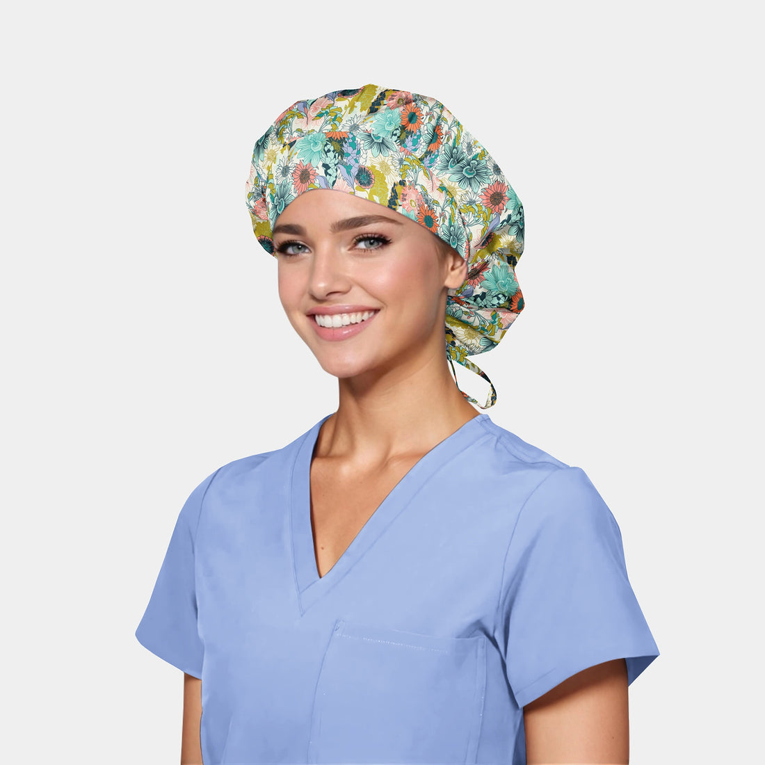 Seaside Bliss - Poppy Bouffant Medical Scrub Hat