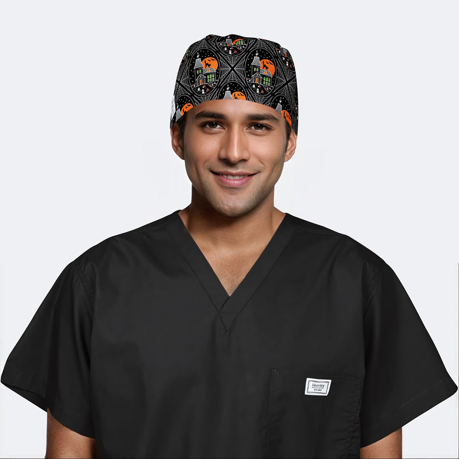 Spooky Spiderweb Manor - Men's Surgical Hats