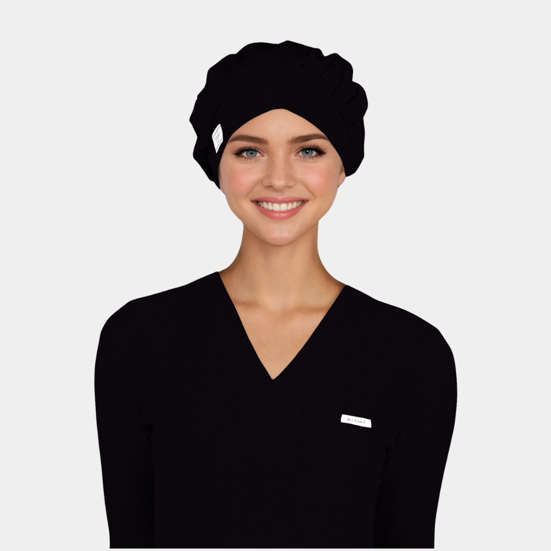 Black - Solid Poppy Scrub Hats