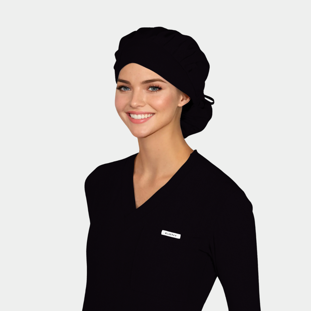 Black - Solid Poppy Scrub Hats