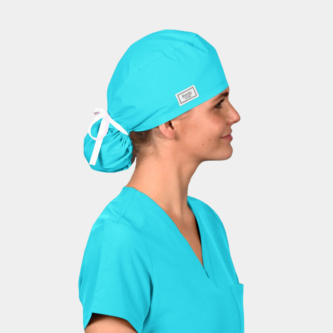 Turquoise Blue - Solid Pony Scrub Hats