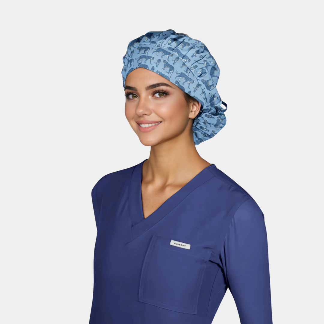 Maltese Tiger - Poppy Bouffant Surgical Caps