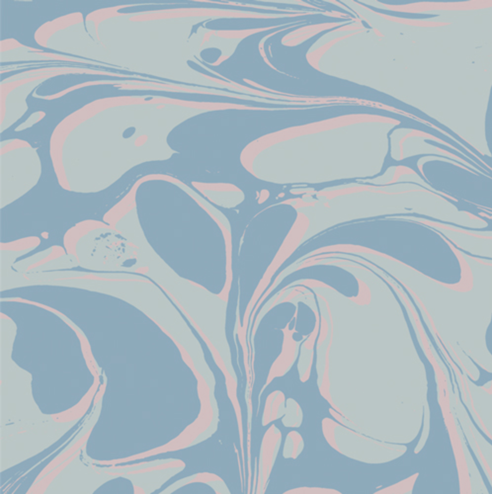 Marbled paper with blue and pink patterns