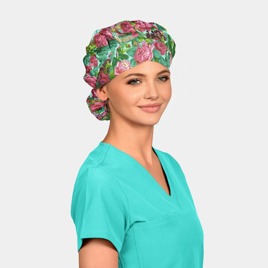 Violet's Regency Roses - Poppy Bouffant Scrub Caps