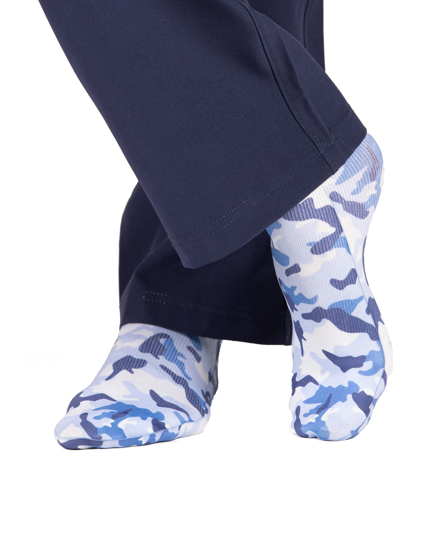 Blue Camo Bliss Compression Scrubs Socks