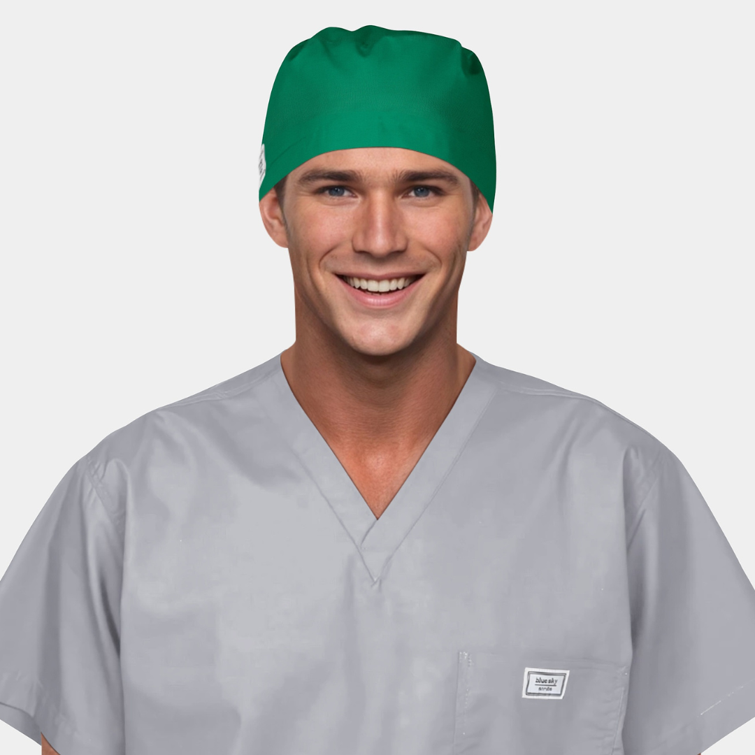 Pine Green Men’s Scrub Cap – Comfortable, Professional Surgical Cap for Long Shifts