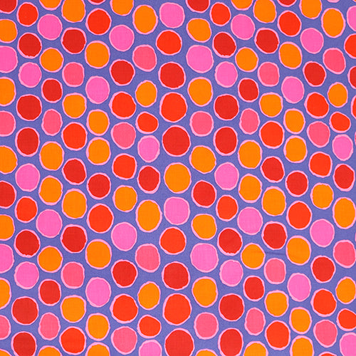 scrub hat fabric with a pattern of colorful circles on a purple background